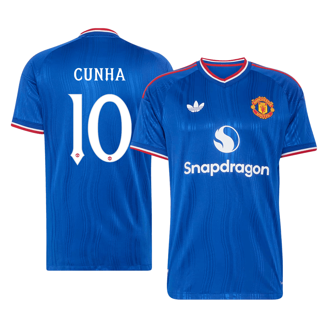 CUNHA #10 Manchester United Játékos Verzió Idegenbeli Mez 2026/27 Kék - UCL
