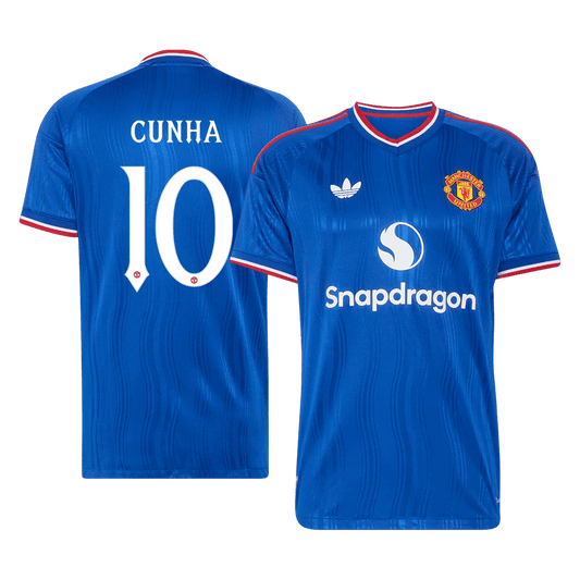 CUNHA #10 Manchester United Játékos Verzió Idegenbeli Mez 2026/27 Kék - UCL