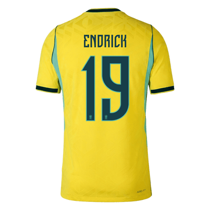 ENDRICK #19 Brazília Játékos Verzió Hazai Mez Világbajnoki 2026 Sárga