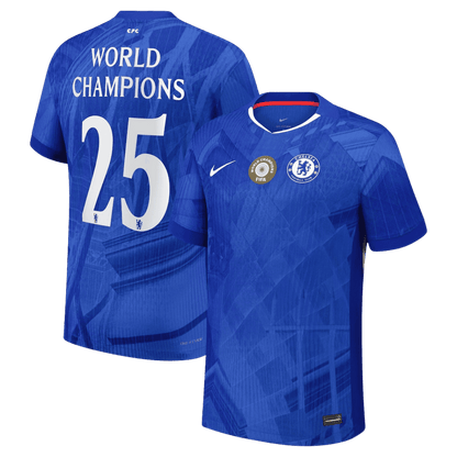 WORLD CHAMPIONS #25 Játékos Chelsea Otthon Soccer Mez 2025/26 Kék - with chest badge