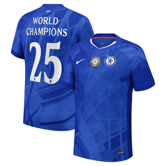 WORLD CHAMPIONS #25 Játékos Chelsea Otthon Soccer Mez 2025/26 Kék - with chest badge