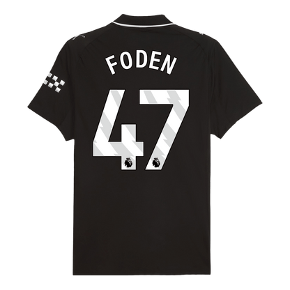 FODEN #47 Játékos Manchester City Idegenbeli Soccer Mez 2025/26 Fekete