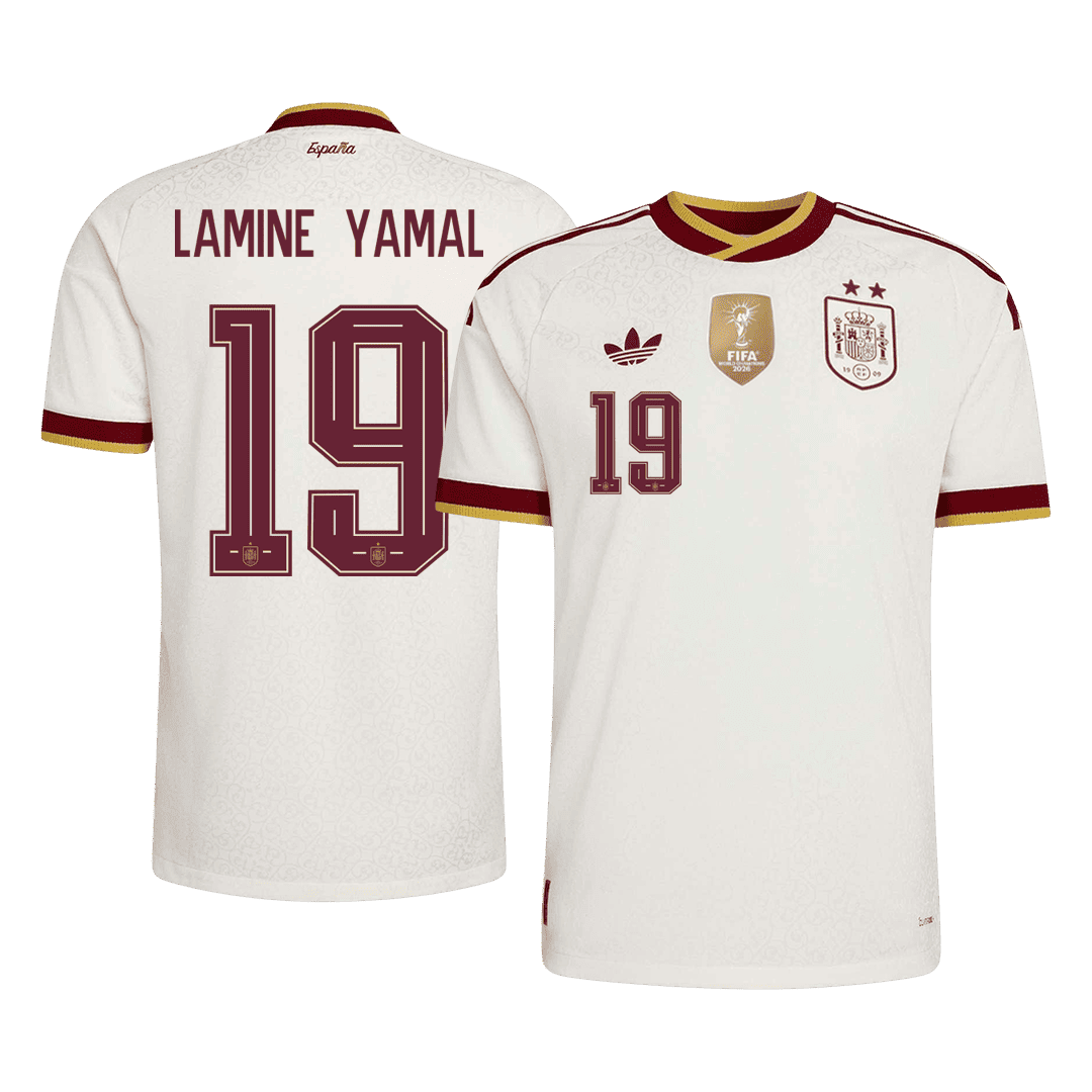 LAMINE YAMAL #19 Spanyolország Játékos Verzió Idegenbeli Mez Világbajnoki 2026 Fehér