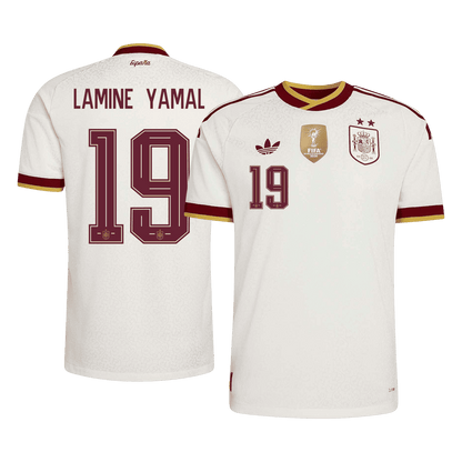 LAMINE YAMAL #19 Spanyolország Játékos Verzió Idegenbeli Mez Világbajnoki 2026 Fehér