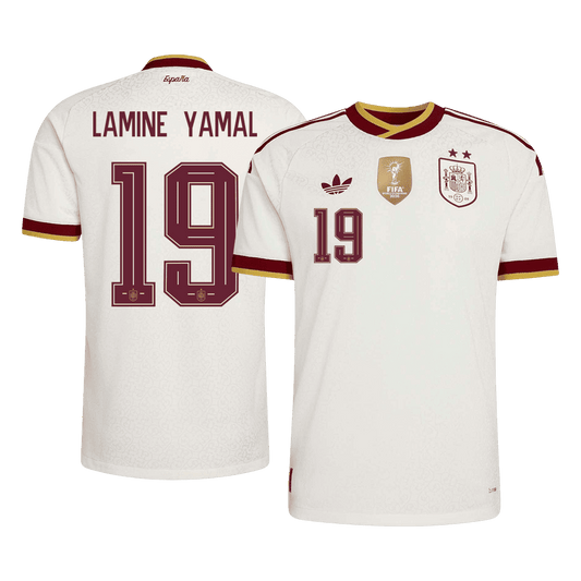 LAMINE YAMAL #19 Spanyolország Játékos Verzió Idegenbeli Mez Világbajnoki 2026 Fehér