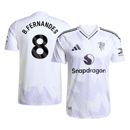 B.FERNANDES #8 Játékos Manchester United Idegenbeli Soccer Mez 2025/26 Fehér