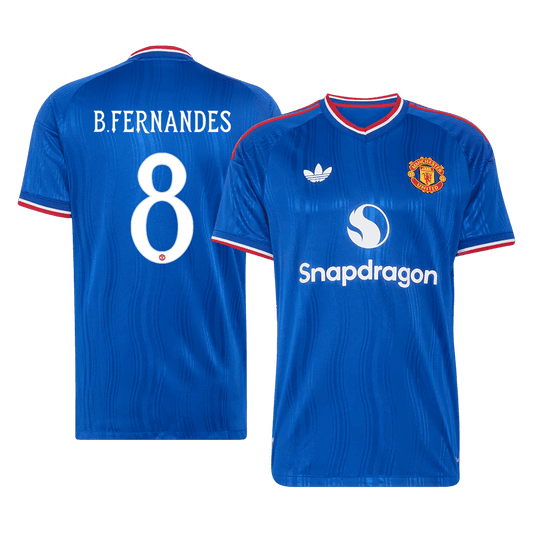 B. FERNANDES #8 Manchester United Játékos Verzió Idegenbeli Mez 2026/27 Kék - UCL