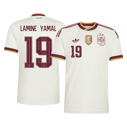 LAMINE YAMAL #19 Spanyolország Idegenbeli Mez 2026 Fehér