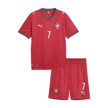 Portugália RONALDO #7 Gyerek Hazai Világbajnokság Mez Készlet(Mez+Nadrág) 2026 Piros