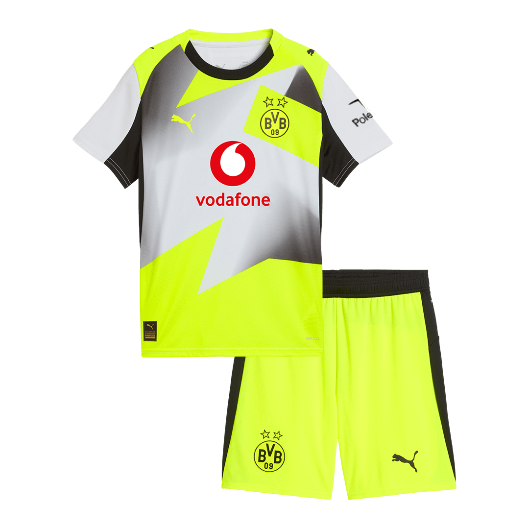 Borussia Dortmund Gyerek Idegenbeli Készlet(Mez+Nadrág) 2025/26 Szürke