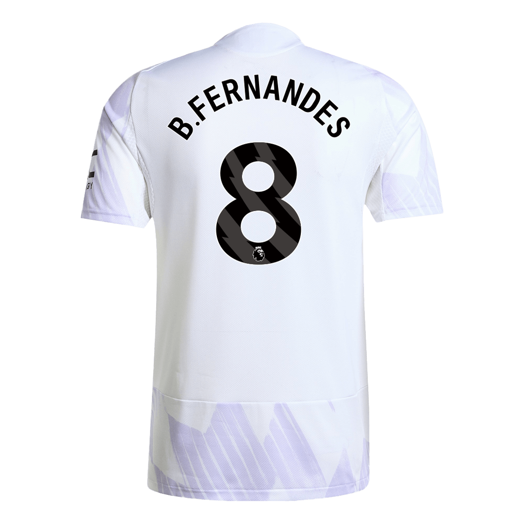 B.FERNANDES #8 Játékos Manchester United Idegenbeli Soccer Mez 2025/26 Fehér