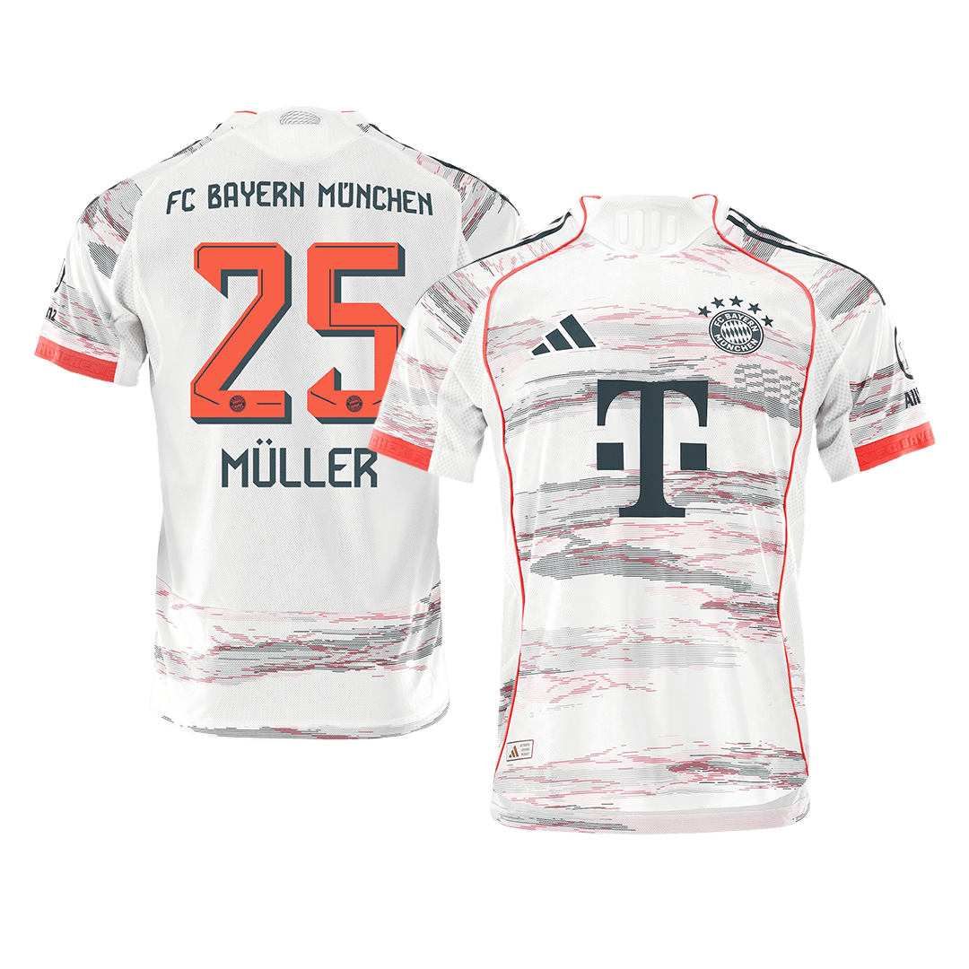 MÜLLER #25 Játékos Bayern Munich Idegenbeli Soccer Mez 2025/26 Fehér
