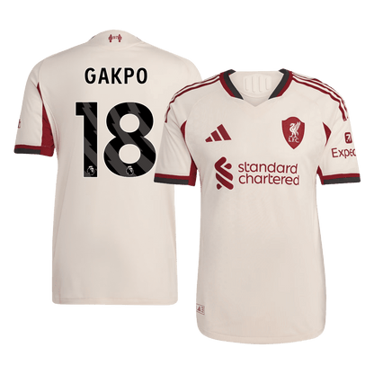 GAKPO #18 Liverpool Játékos Idegenbeli Mez 2025/26 Fehér