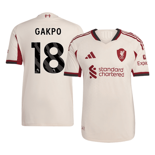GAKPO #18 Liverpool Játékos Idegenbeli Mez 2025/26 Fehér